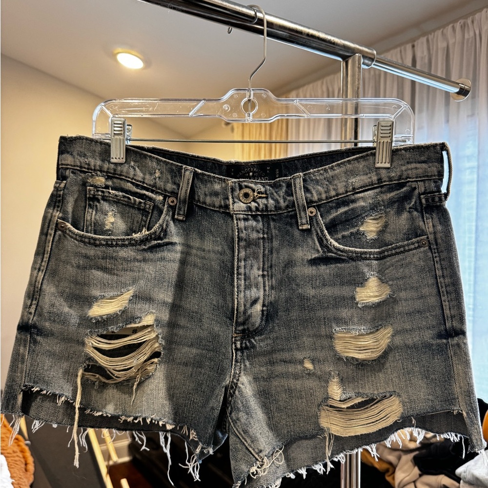 Distressed Medium Wash Denim Shorts